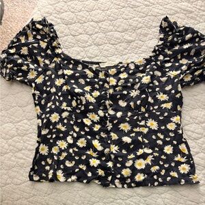 Daisy flowers Peasant Blouse Size Medium